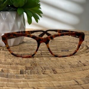 New WOOW Never Out Eyeglasses Modern Tortoise Orange Brown Non- Prescription